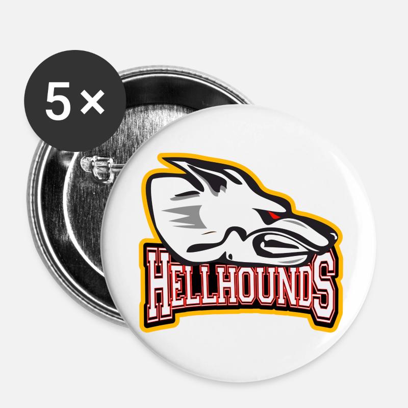 Hellhounds Logo - Lot de 5 petits badges (25 mm) - blanc