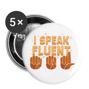 Deaf Deaf Hearing Impairment - Buttons small 1''/25 mm (5-pack) - white - Front
