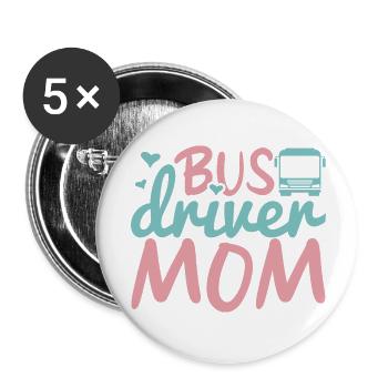 Busfahrer Mama - Buttons klein 25 mm (5er Pack) - Weiß - Vorne