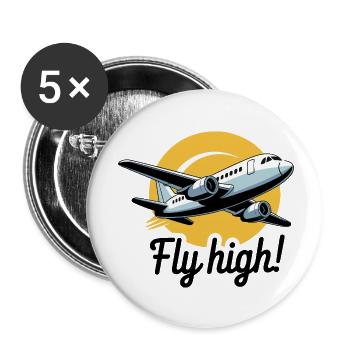 Airliner Flight Sun Fly High - Buttons small 1''/25 mm (5-pack) - white - Front