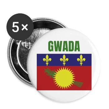GWADA Guadeloupe flag t-shirt - Buttons small 1''/25 mm (5-pack) - white - Front
