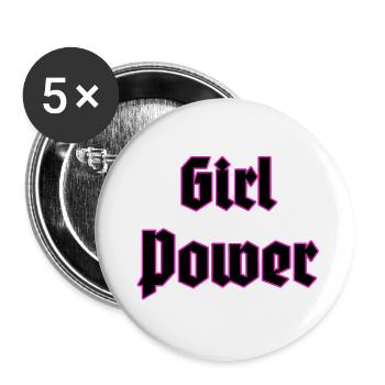 Girl Power Neon Outline - Buttons small 1''/25 mm (5-pack) - white - Front