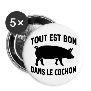 Alles ist gut im Schweinehumor Kochen BBQ - Buttons klein 25 mm (5er Pack) - Weiß - Vorne