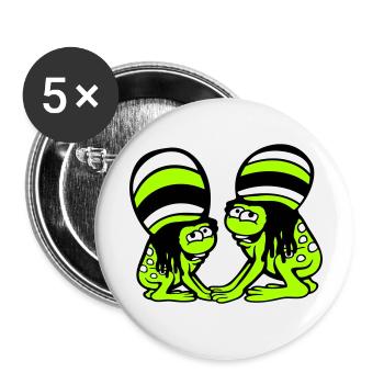 2 Frösche Reggae Musik Rasta Haare Mütze Jamaika - Buttons klein 25 mm (5er Pack) - Weiß - Vorne