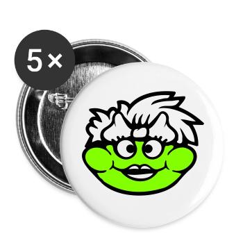 Frosch Frau Hübsch Kröte Lustig Weiblich Mädchen - Buttons klein 25 mm (5er Pack) - Weiß - Vorne