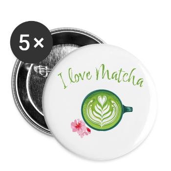 Matcha love - Buttons small 1''/25 mm (5-pack) - white - Front
