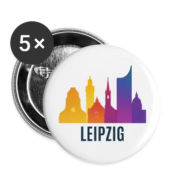 Leipzig Skyline Gradient - Buttons small 1''/25 mm (5-pack) - white - Front