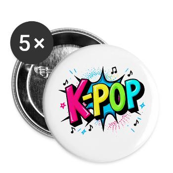 K-Pop Power – Colorful Fan Design - Buttons small 1''/25 mm (5-pack) - white - Front