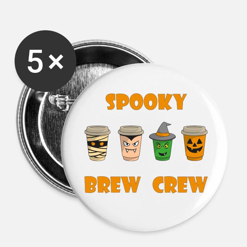 Halloween Spooky Coffee Mug - Buttons small 1''/25 mm (5-pack) - white