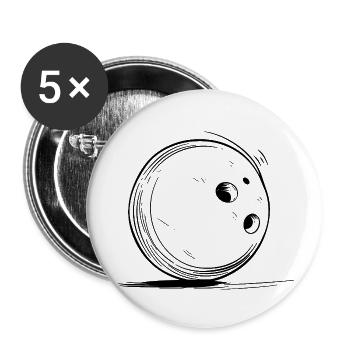 Dessin de boule de bowling - Lot de 5 petits badges (25 mm) - blanc - Devant