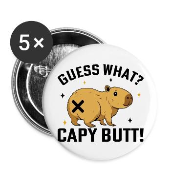 Capybara  - Buttons klein 25 mm (5er Pack) - Weiß - Vorne