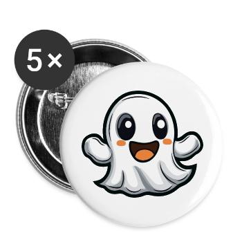 Fantôme Halloween Bande dessinée mignonne - Lot de 5 petits badges (25 mm) - blanc - Devant
