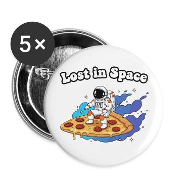 Astronaut on pizza in space - Buttons small 1''/25 mm (5-pack) - white - Front