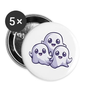 Fantômes Halloween Bande dessinée mignonne - Lot de 5 petits badges (25 mm) - blanc - Devant
