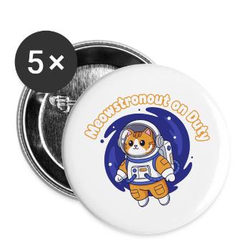 Meowstronaut On Duty - Buttons klein 25 mm (5er Pack) - Weiß - Vorne