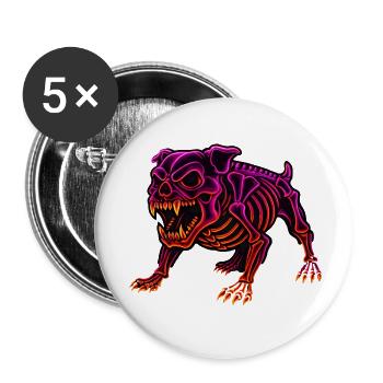 Dinosaure Squelette Néon Fluo - Lot de 5 petits badges (25 mm) - blanc - Devant