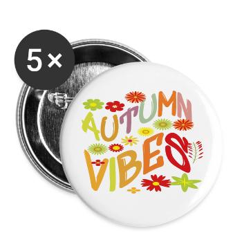 Autumn Vibes Floral Pattern Leaves Motif Saying Top - Buttons small 1''/25 mm (5-pack) - white - Front