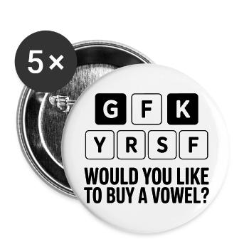 Puzzles vocaux et jeux de mots - Lot de 5 petits badges (25 mm) - blanc - Devant