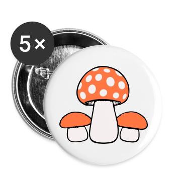 3 champignons Trois groupes Famille parsemée Champignons Nature - Lot de 5 petits badges (25 mm) - blanc - Devant