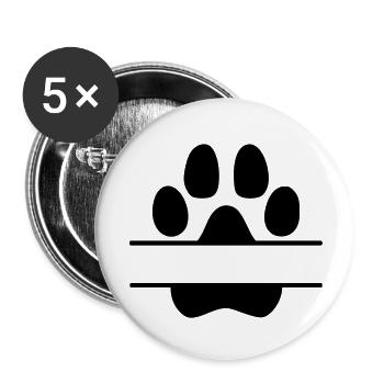 Hundepfoten Namensschild - Buttons klein 25 mm (5er Pack) - Weiß - Vorne