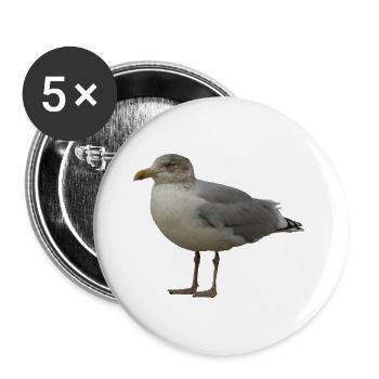 Seemöwe am Strand Illustration - Buttons klein 25 mm (5er Pack) - Weiß - Vorne