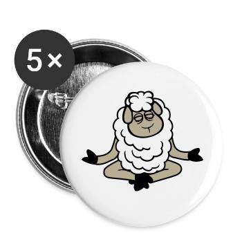 Schaf Entspannt Friedlich Yoga Lotus Meditation - Buttons klein 25 mm (5er Pack) - Weiß - Vorne