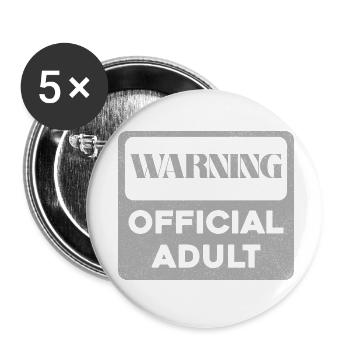 Avertissement Imprimer Officiel Adulte - Lot de 5 petits badges (25 mm) - blanc - Devant