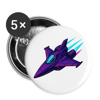 Neon-Kampfjet im Cyberstil - Buttons klein 25 mm (5er Pack) - Weiß - Vorne