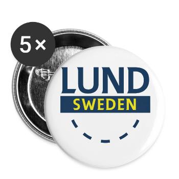 Lund Suède Citymärke - Lot de 5 petits badges (25 mm) - blanc - Devant