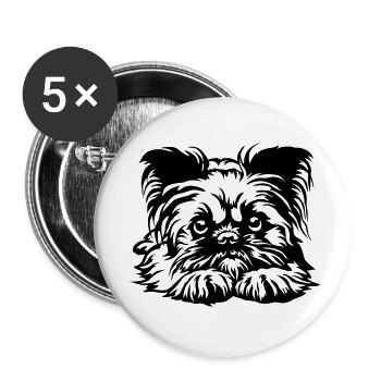 Brüsseler Griffon Kopf - Buttons klein 25 mm (5er Pack) - Weiß - Vorne