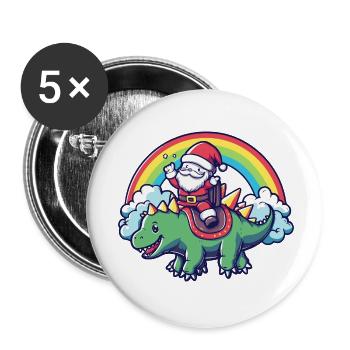 Dinosaure stégosaure Père Noël - Lot de 5 petits badges (25 mm) - blanc - Devant