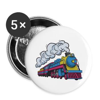 Steam locomotive color explosion - Buttons small 1''/25 mm (5-pack) - white - Front
