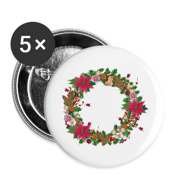 Lavishly decorated Christmas wreath with decoration - Buttons small 1''/25 mm (5-pack) - white - Front