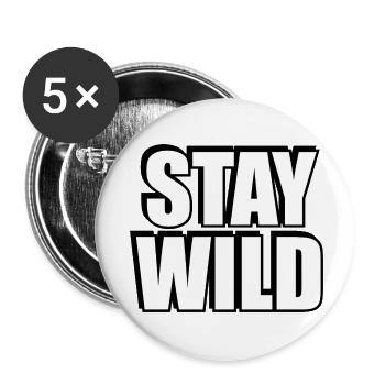 BLEIB WILD - Buttons klein 25 mm (5er Pack) - Weiß - Vorne