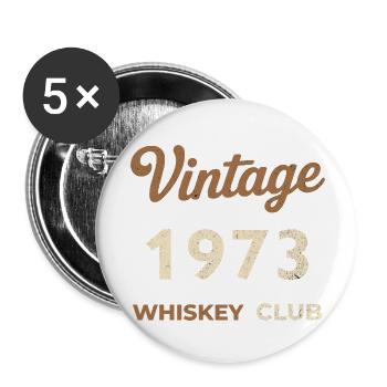 Millésime 1973 – Whiskey Club Rétro Année de naissance - Lot de 5 petits badges (25 mm) - blanc - Devant