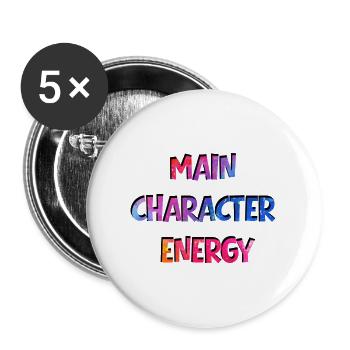 main character energy - Buttons small 1''/25 mm (5-pack) - white - Front