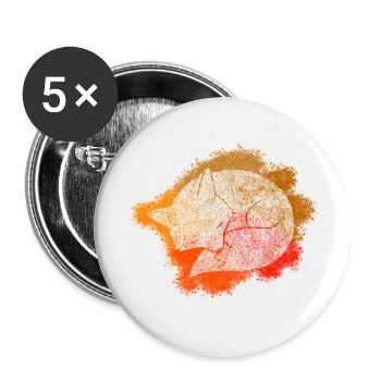 Zentangle Fuchs - Buttons klein 25 mm (5er Pack) - Weiß - Vorne