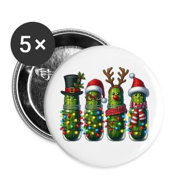 Concombres Lumières de Noël - Lot de 5 petits badges (25 mm) - blanc - Devant