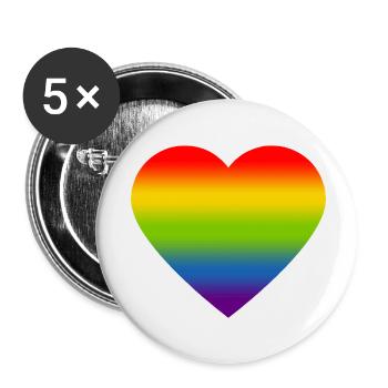 Rainbow_heart - Lot de 5 petits badges (25 mm) - blanc - Devant