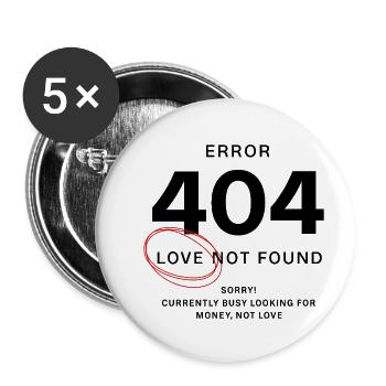 Amour non trouvé – Erreur 404 - Lot de 5 petits badges (25 mm) - blanc - Devant