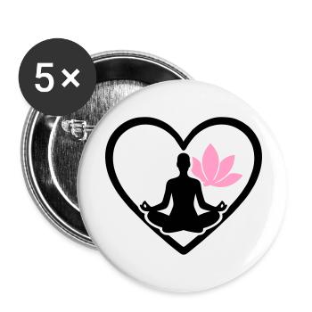Women's Yoga Heart Silhouette Lotus Wellness - Buttons small 1''/25 mm (5-pack) - white - Front