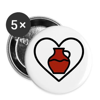 Coeur en céramique Vase Argile Art Créatif - Lot de 5 petits badges (25 mm) - blanc - Devant