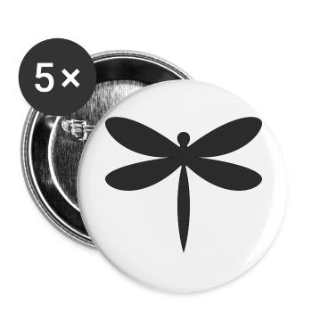 Libelle Silhouette  - Buttons klein 25 mm (5er Pack) - Weiß - Vorne