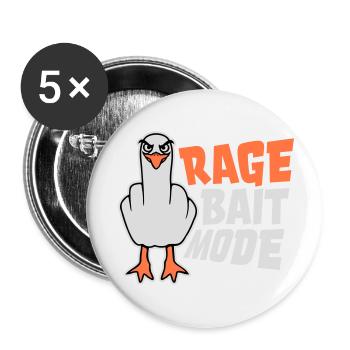 Rage Appât Mode Mouette Oiseau Méchant Drôle Provocation - Lot de 5 petits badges (25 mm) - blanc - Devant