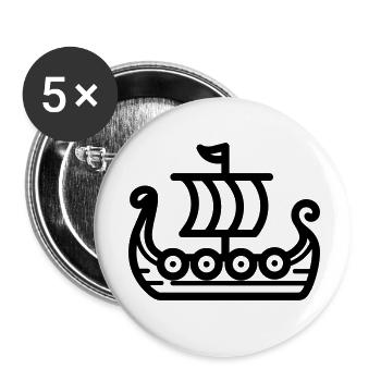 Bateau Viking - Lot de 5 petits badges (25 mm) - blanc - Devant