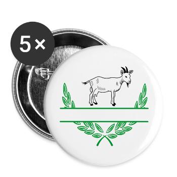 Goat Laurel Wreath with Namespace - Buttons small 1''/25 mm (5-pack) - white - Front