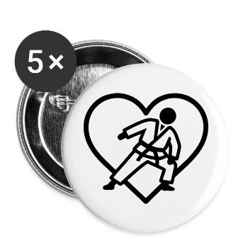 Judo Heart – Leidenschaft für Kampfkünste - Buttons klein 25 mm (5er Pack) - Weiß - Vorne