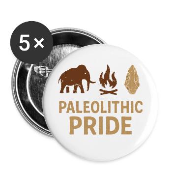 Outils préhistoriques en pierre d’Homo - Lot de 5 petits badges (25 mm) - blanc - Devant