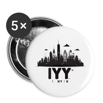 New York Skyline Silhouette Schwarz Weiss - Buttons klein 25 mm (5er Pack) - Weiß - Vorne