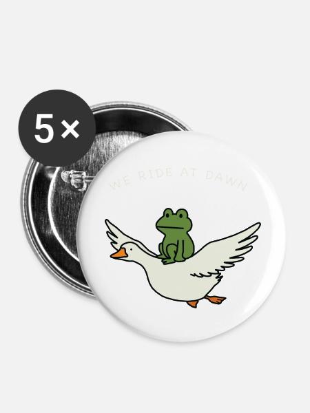 Dawn Ride Frog auf Duck - Buttons klein 25 mm (5er Pack) - Weiß